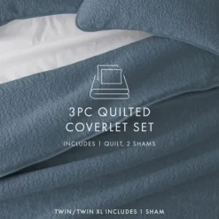 Kirkland's Home Floral Stitch 3-Pc. King Quilt Set- Quilts