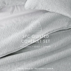 Kirkland's Home Floral Stitch 3-Pc. King Quilt Set- Quilts
