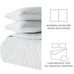 Kirkland's Home Floral Stitch 3-Pc. Queen Quilt Set- Quilts