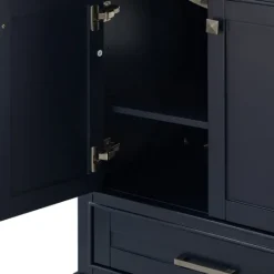Kirkland's Home Florence Navy Wood Backsplash Sink Vanity- Bathroom Furniture