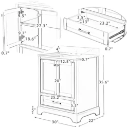 Kirkland's Home Florence Wood Backsplash Sink Vanity- Bathroom Furniture