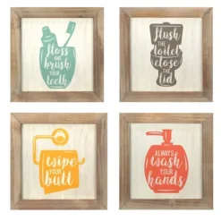 Kirkland's Home Floss, Flush, Wipe, And Wash Plaques, Set Of 4- Wall Quotes & Signs