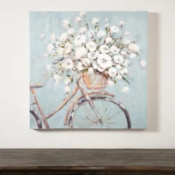 Kirkland's Home Flower Basket On Bike Canvas Art Print- Canvas Art
