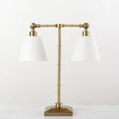 Kirkland's Home Flynn Brass Double Table Lamp- Table Lamps