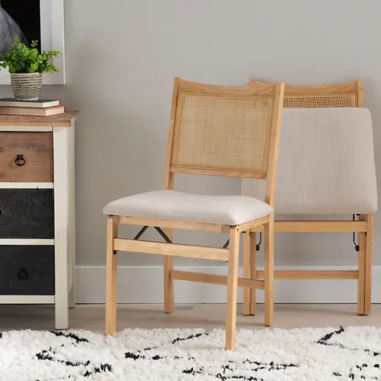 Kirkland's Home Folding Rat Cane Back Cushioned Chair- Accent Chairs