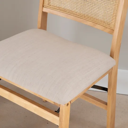 Kirkland's Home Folding Rat Cane Back Cushioned Chair- Accent Chairs