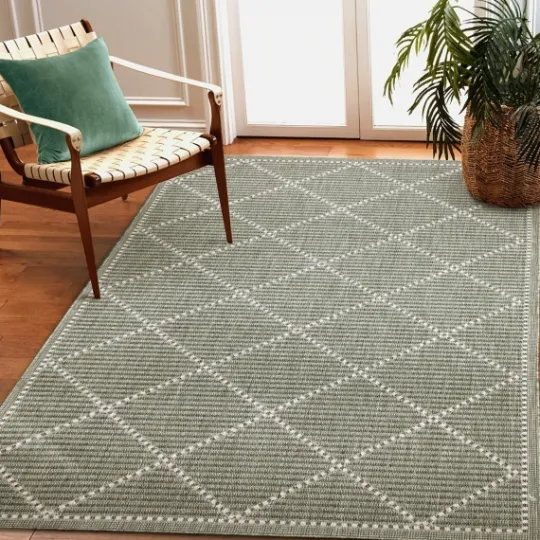Kirkland's Home Forest Geo Lattice Outdoor Area Rug, 6X9- Outdoor Rugs