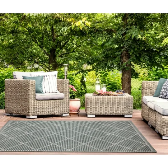 Kirkland's Home Forest Geo Lattice Outdoor Area Rug, 6X9- Outdoor Rugs