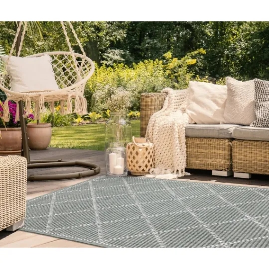Kirkland's Home Forest Geo Lattice Outdoor Area Rug, 6X9- Outdoor Rugs