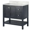 Kirkland's Home Foster Navy Wood Backsplash Sink Vanity- Bathroom Furniture