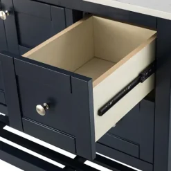 Kirkland's Home Foster Navy Wood Backsplash Sink Vanity- Bathroom Furniture