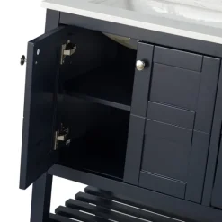 Kirkland's Home Foster Navy Wood Backsplash Sink Vanity- Bathroom Furniture