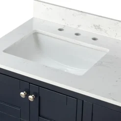 Kirkland's Home Foster Navy Wood Backsplash Sink Vanity- Bathroom Furniture