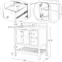 Kirkland's Home Foster Navy Wood Backsplash Sink Vanity- Bathroom Furniture