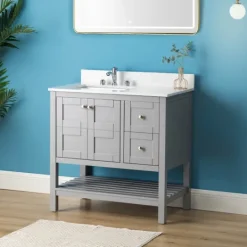 Kirkland's Home Foster Wood Backsplash Sink Vanity- Bathroom Furniture