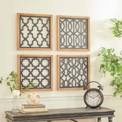 Kirkland's Home Framed Matte Black Metal Wall Plaques, Set Of 4- Wall Plaques