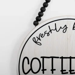 Kirkland's Home Freshly Brewed Coffee Round Beaded Wall Plaque- Wall Quotes & Signs