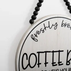 Kirkland's Home Freshly Brewed Coffee Round Beaded Wall Plaque- Wall Quotes & Signs