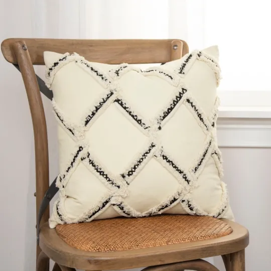 Kirkland's Home Fringe Stitched Lattice Throw Pillow- Pillows