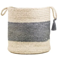 Kirkland's Home Frost Gray Bold Striped Jute Basket, 17 In.- Baskets & Boxes