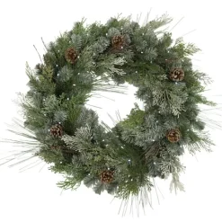Kirkland's Home Frosted Pine Needle And Pinecone Pre-Lit Wreath- Wreaths