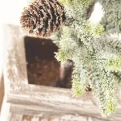 Kirkland's Home Frosted Pinecone Tree In Whitewash Planter, 18 In.- Trees & Topiaries