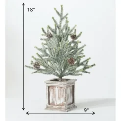 Kirkland's Home Frosted Pinecone Tree In Whitewash Planter, 18 In.- Trees & Topiaries