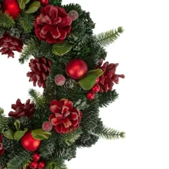 Kirkland's Home Frosted Red Ornament And Pinecone Wreath- Wreaths