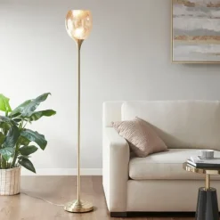 Kirkland's Home Frosted Starlight Golden Floor Lamp- Floor Lamps