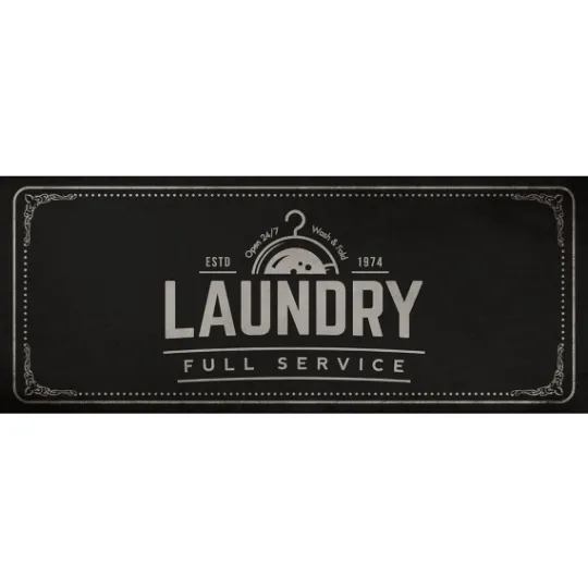 Kirkland's Home Full Service Laundry Black Floor Mat, 24X60- Kitchen & Floor Mats
