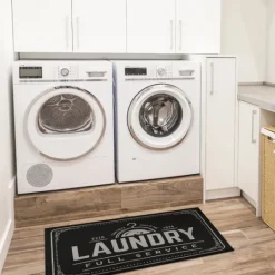 Kirkland's Home Full Service Laundry Black Floor Mat, 24X36- Kitchen & Floor Mats