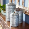Kirkland's Home Galvanized Metal Lid 3-Pc. Decorative Jar Set- Decorative Bowls & Jars
