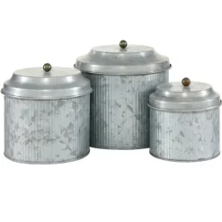 Kirkland's Home Galvanized Metal 3-Pc. Decorative Jar Set- Decorative Bowls & Jars