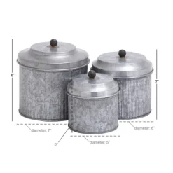 Kirkland's Home Galvanized Metal 3-Pc. Decorative Jar Set- Decorative Bowls & Jars