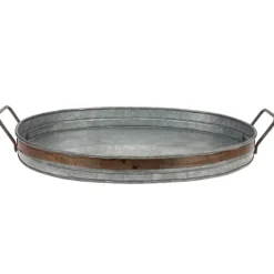 Kirkland's Home Galvanized Metal Tray With Rust Trim- Decorative Trays