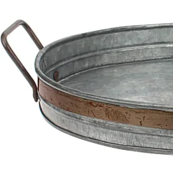 Kirkland's Home Galvanized Metal Tray With Rust Trim- Decorative Trays