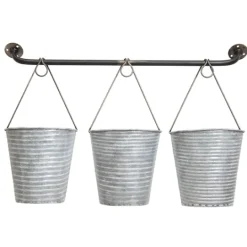 Kirkland's Home Galvanized Silver Bucket Wall Planters- Wall Storage