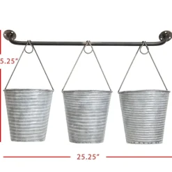 Kirkland's Home Galvanized Silver Bucket Wall Planters- Wall Storage
