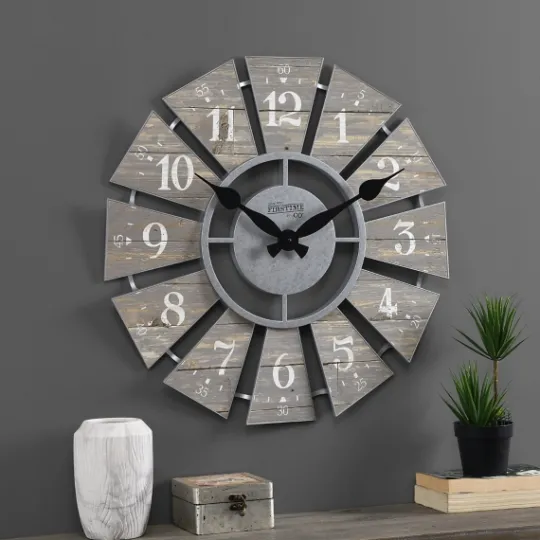 Kirkland's Home Galvanized Windmill Wall Clock- Clocks