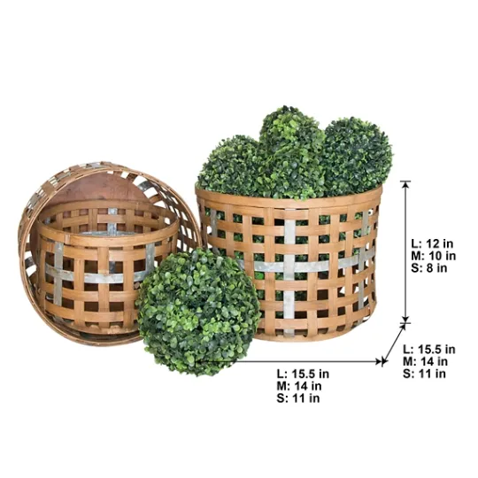 Kirkland's Home Galvanized Woven Wicker Baskets, Set Of 3- Baskets & Boxes