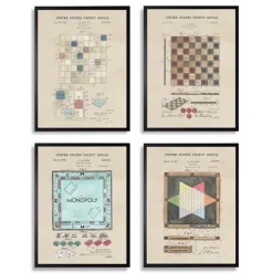 Kirkland's Home Game Boards Patents Framed Art Prints, Set Of 4- Framed Art