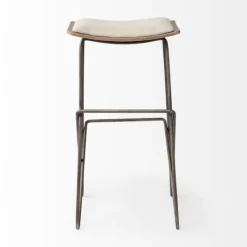 Kirkland's Home Geometric Base And Saddle Seat Bar Stool- Bar Stools & Counter Height Stools