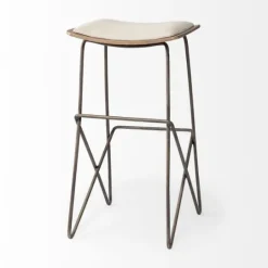 Kirkland's Home Geometric Base And Saddle Seat Bar Stool- Bar Stools & Counter Height Stools