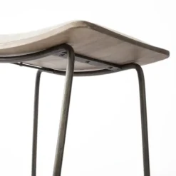 Kirkland's Home Geometric Base And Saddle Seat Bar Stool- Bar Stools & Counter Height Stools