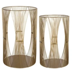 Kirkland's Home Geometric Metal Hurricanes, Set Of 2- Candle Holders