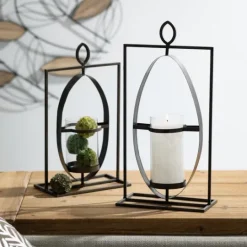 Kirkland's Home Geometric Oval Frame Pillar Candle Holder- Candle Holders
