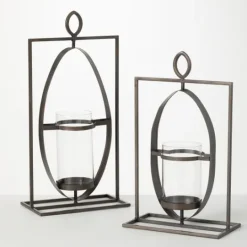 Kirkland's Home Geometric Oval Frame Pillar Candle Holder- Candle Holders