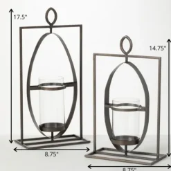 Kirkland's Home Geometric Oval Frame Pillar Candle Holder- Candle Holders