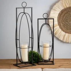 Kirkland's Home Geometric Oval 2-Pc. Hurricane Sconce Set- Sconces