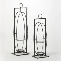 Kirkland's Home Geometric Oval 2-Pc. Hurricane Sconce Set- Sconces